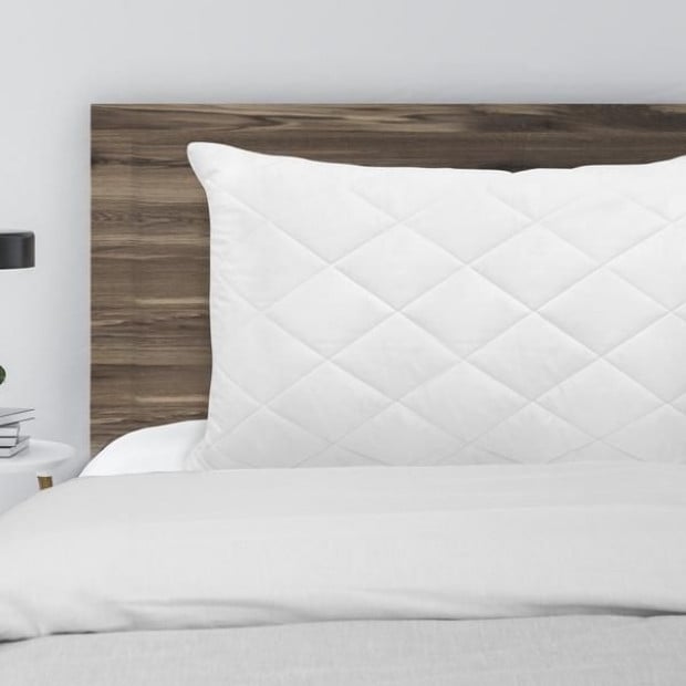 500GSM Goose Feather Down Quilt And Bamboo Pillow Set Queen - White Image 6