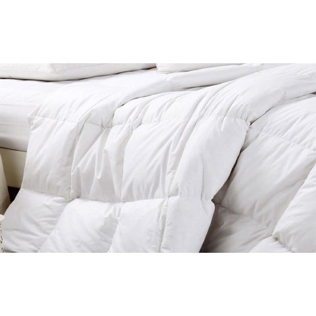 500GSM Goose Feather Down Quilt And Bamboo Pillow Set Queen - White Image 8