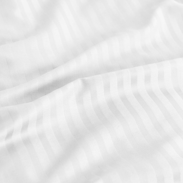 1200 TC 100% Cotton Sheet Set Stripe Hotel Grade - Super King - White Image 7