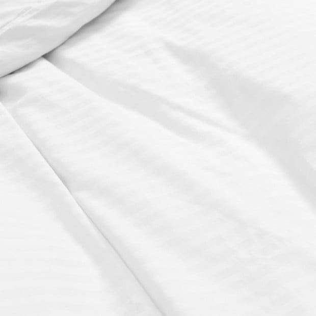 1200 TC 100% Cotton Sheet Set Stripe Hotel Grade - Super King - White Image 9
