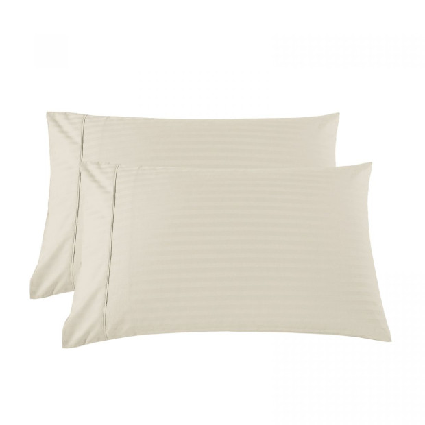 1200TC Cotton Sheet Set Stripe Hotel Grade - Super King - Sand Image 6