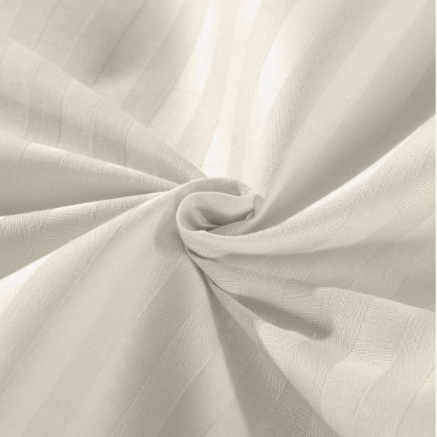 1200TC Cotton Sheet Set Stripe Hotel Grade - Super King - Sand Image 8