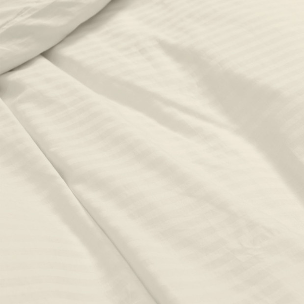 1200TC Cotton Sheet Set Stripe Hotel Grade - Super King - Sand Image 9
