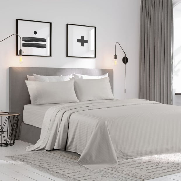 1200 Thread Count 100% Egyptian Cotton Sheet Set Super King - Grey Image 3