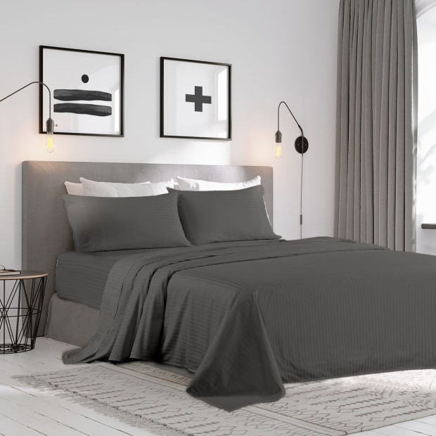 1200 Thread Count 100% Egyptian Cotton Sheet Set Super King - Charcoal Image 2