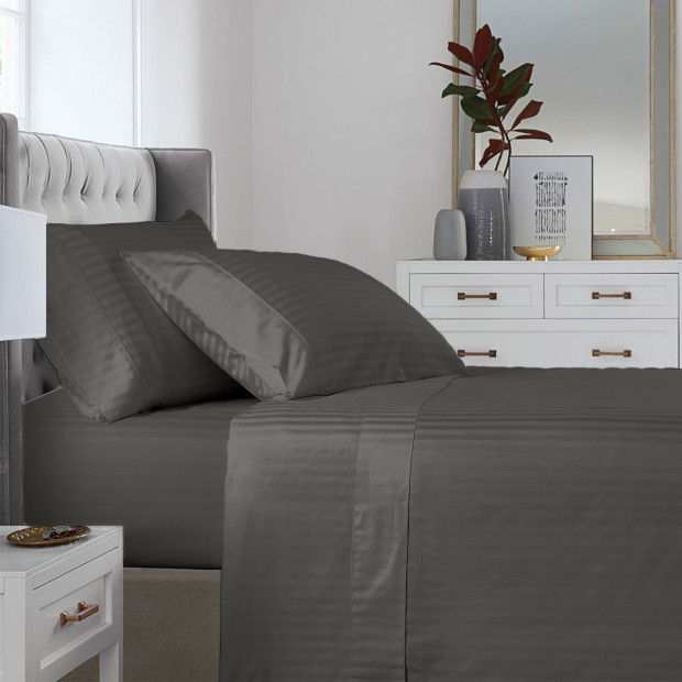1200 Thread Count 100% Egyptian Cotton Sheet Set Super King - Charcoal Image 4