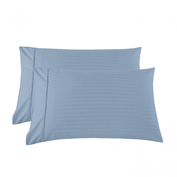 1200TC Cotton Sheet Set Stripe Hotel Grade - Super King - Chambray Image 6