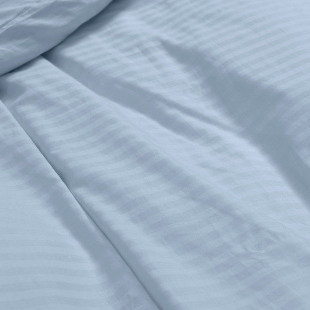 1200TC Cotton Sheet Set Stripe Hotel Grade - Super King - Chambray Image 9