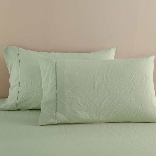 Flax Linen Blend Sheet Set Bedding Ultra Soft - King - Sage Green Image 3