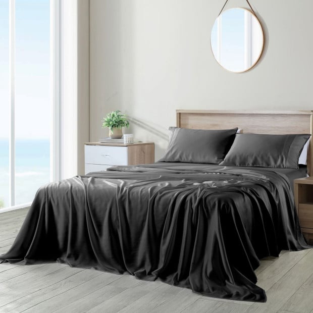 600 Thread Count Cooling Ultra Soft Sheet Set - Queen - Graphite Image 2