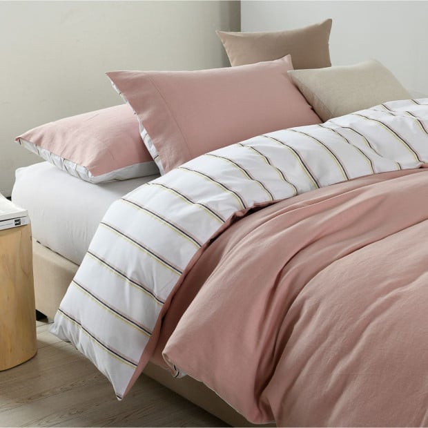 Hemp Braid Cotton Blend Quilt Cover Set Bedding - Queen - Dusk Pink Image 5