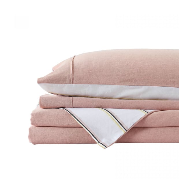 Hemp Braid Cotton Blend Quilt Cover Set Bedding - Queen - Dusk Pink Image 7