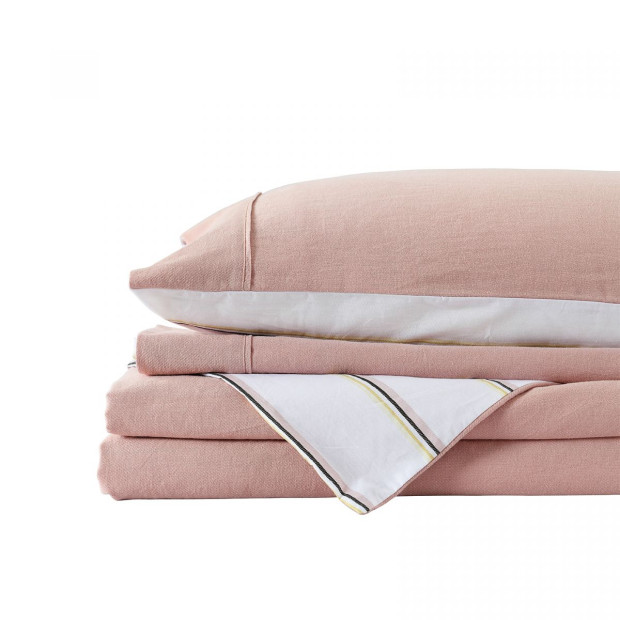 Hemp Braid Cotton Blend Quilt Cover Set Bedding - King - Dusk Pink Image 7