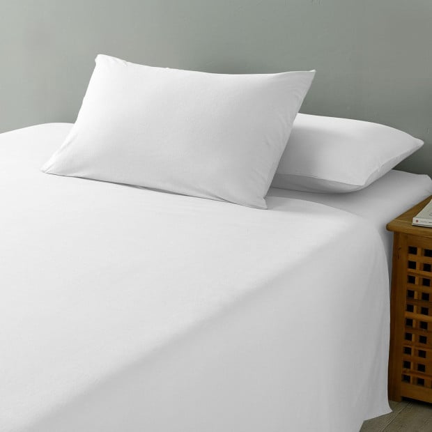 100% Jersey Cotton 4 Piece Sheet Set - Queen - White Image 4