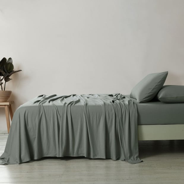 100% Jersey Cotton 4 Piece Sheet Set - Queen - Charcoal Marle Image 3