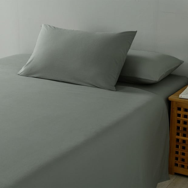 100% Jersey Cotton 4 Piece Sheet Set - Queen - Charcoal Marle Image 4