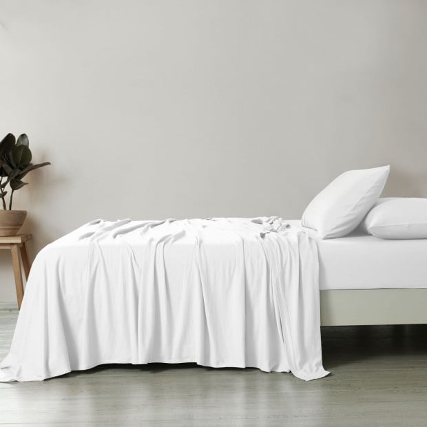 100% Jersey Cotton 4 Piece Sheet Set - King - White Image 3