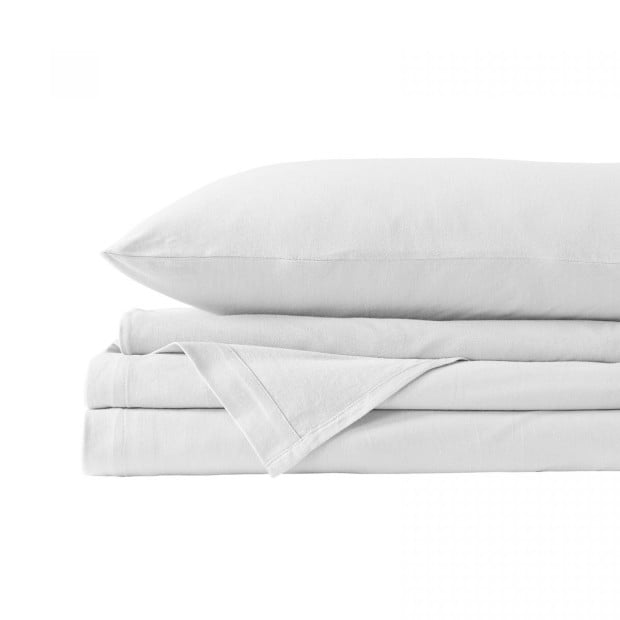 100% Jersey Cotton 4 Piece Sheet Set - King - White Image 7