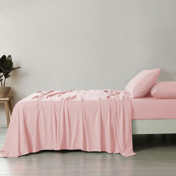 100% Jersey Cotton 4 Piece Sheet Set - King - Pink Marle Image 3