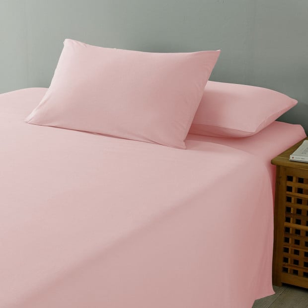 100% Jersey Cotton 4 Piece Sheet Set - King - Pink Marle Image 4