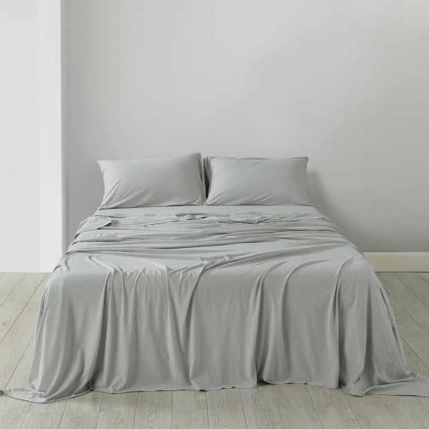 100% Jersey Cotton 4 Piece Sheet Set - King - Grey Marle