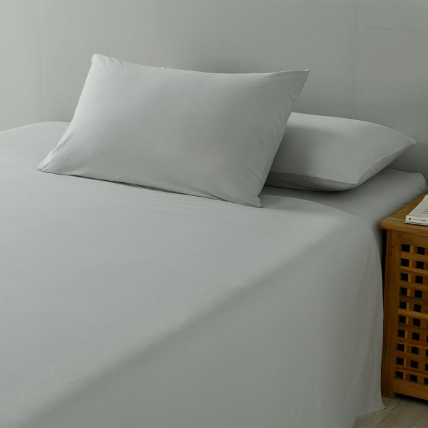 100% Jersey Cotton 4 Piece Sheet Set - King - Grey Marle Image 4