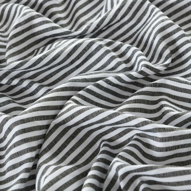 Stripes Linen Blend Sheet Set Bedding Ultra Soft - King - Charcoal Image 6