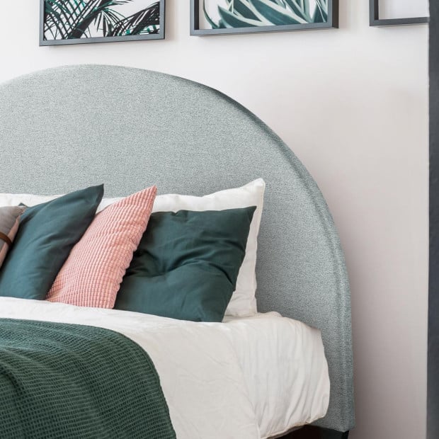 Decor Curved Light Grey Bed Head Headboard Bedhead Upholstered - Queen Image 3