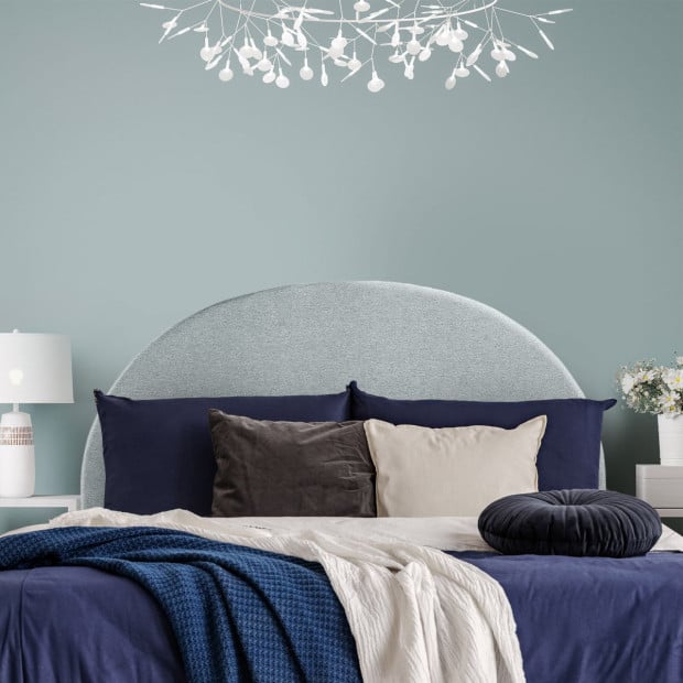 Decor Curved Light Grey Bed Head Headboard Bedhead Upholstered - Queen Image 5
