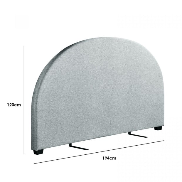 Decor Curved Light Grey Bed Head Headboard Bedhead Upholstered - King Image 9
