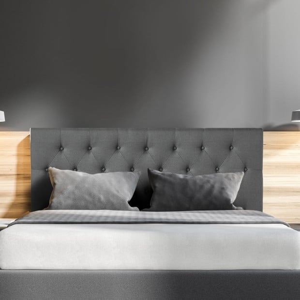 Decor Tufted BedHead Headboard Upholstered - Queen - Charcoal Image 2