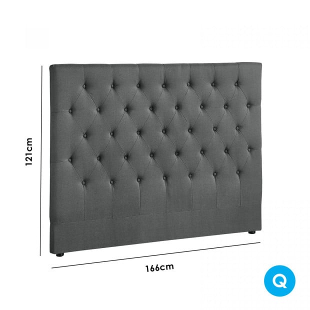 Decor Tufted BedHead Headboard Upholstered - Queen - Charcoal Image 7