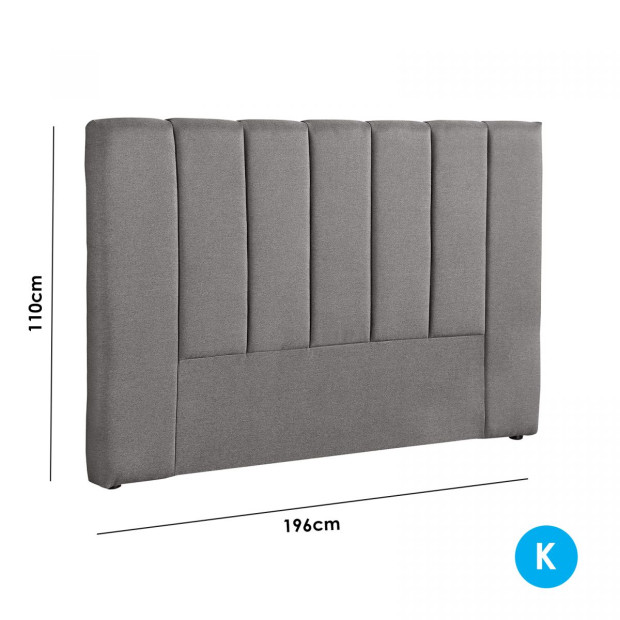 Decor Valencia Headboard Bedhead Upholstered - King - Mid Grey Image 9