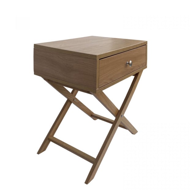 Decor Bedside Table Oak Storage Cabinet Bedroom -Oak Image 2