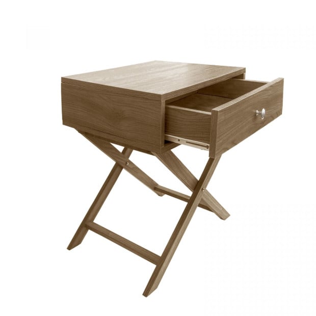 Decor Bedside Table Oak Storage Cabinet Bedroom -Oak Image 3