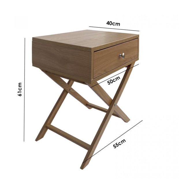 Decor Bedside Table Oak Storage Cabinet Bedroom -Oak Image 6
