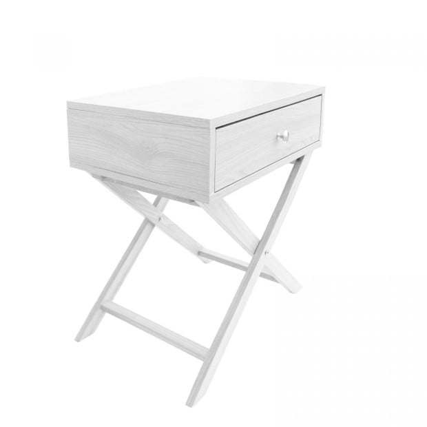 Decor Bedside Table White Storage Cabinet Bedroom - White Image 2