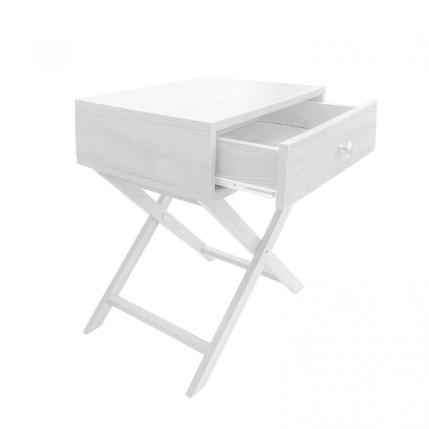 Decor Bedside Table White Storage Cabinet Bedroom - White Image 3
