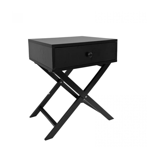 Decor Bedside Table Black Storage Cabinet Bedroom - Black Image 2
