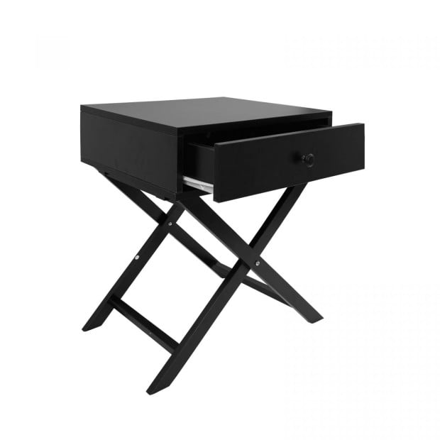 Decor Bedside Table Black Storage Cabinet Bedroom - Black Image 3