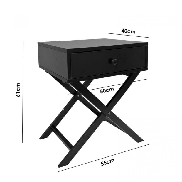 Decor Bedside Table Black Storage Cabinet Bedroom - Black Image 6