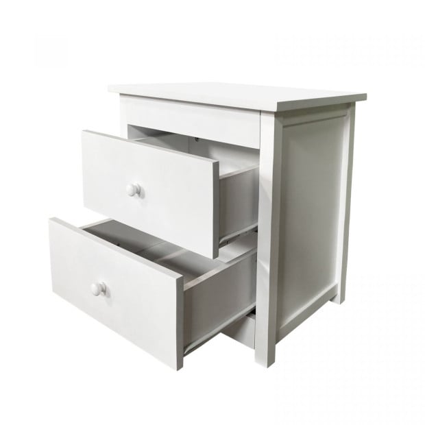 Decor Bedside Table White Storage Cabinet Bedroom - White Image 3