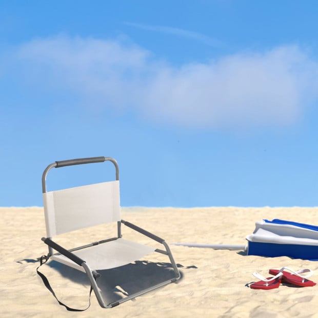 Outdoors Beach Chair 2 Pack Folding Portable  Outdoors - Natural Image 2