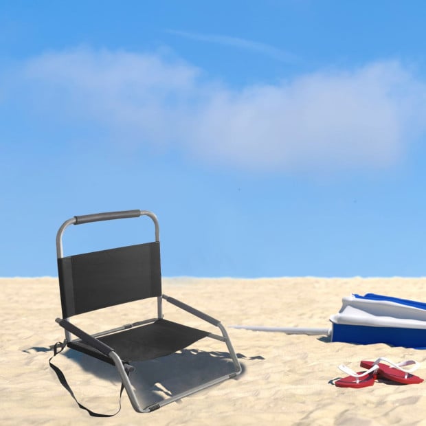 Outdoors Beach Chair 2 Pack Folding Portable  Outdoors - Black Image 2