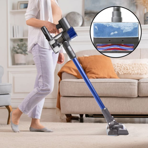 Wet Mop 2-IN-1 Cordless Stick Vacuum Cleaner Handheld Recharge - Blue Image 3