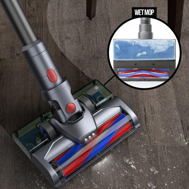 Wet Mop 2-IN-1 Cordless Stick Vacuum Cleaner Handheld Recharge - Grey Image 2