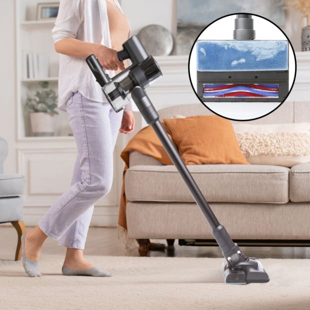 Wet Mop 2-IN-1 Cordless Stick Vacuum Cleaner Handheld Recharge - Grey Image 3