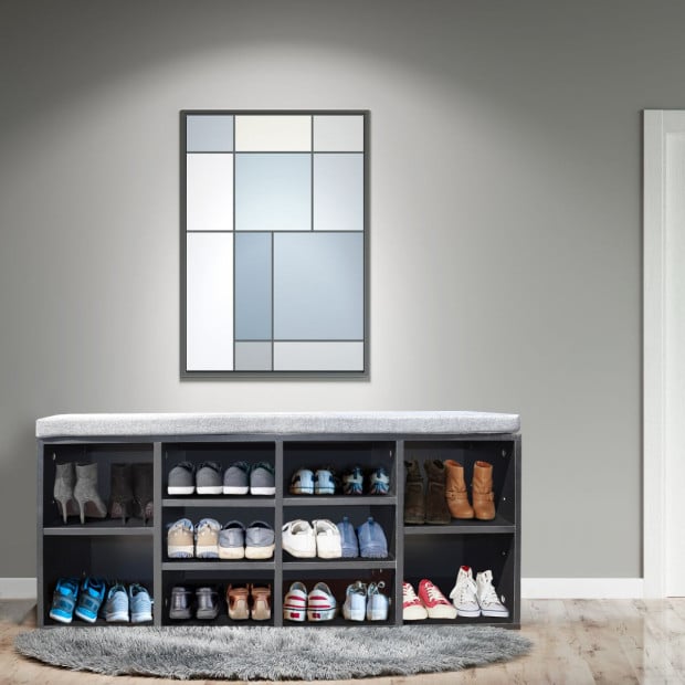 Milano Decor 2 in 1 Shoe Organiser With Bench Storage - Black And Grey Image 2