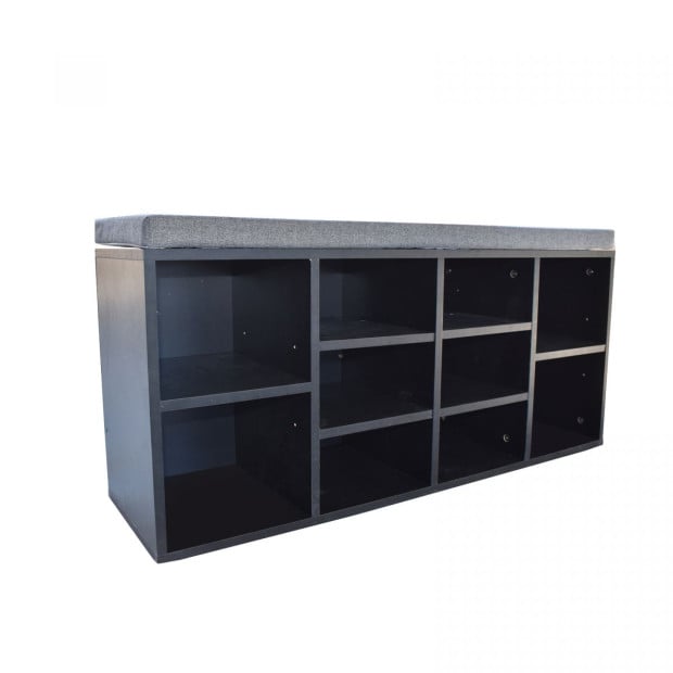 Milano Decor 2 in 1 Shoe Organiser With Bench Storage - Black And Grey Image 3