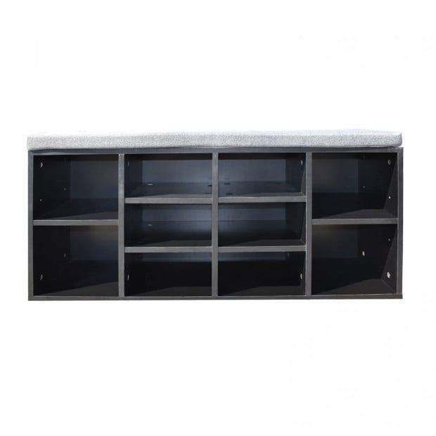 Milano Decor 2 in 1 Shoe Organiser With Bench Storage - Black And Grey Image 5